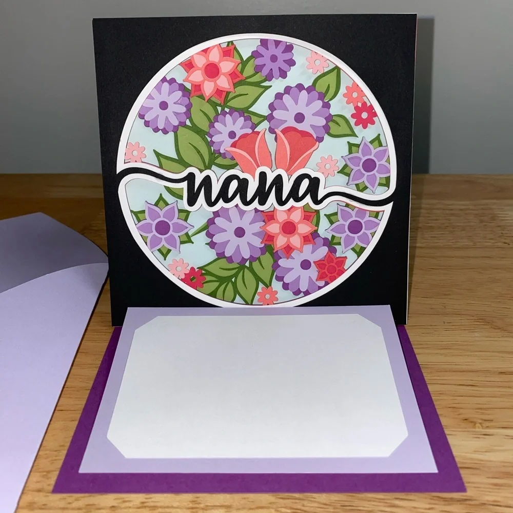 3D Purple Nana Blank Greeting Card with Matching Envelope